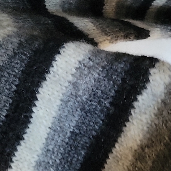 WOOL oversized striped Italian Handknit sweater dress tunic Long sleeves funnel - Picture 13 of 17